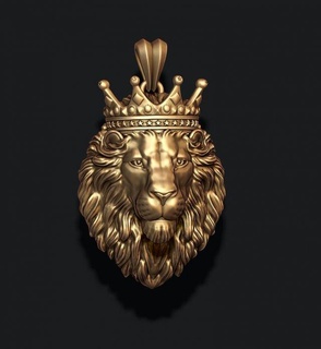 Lion pendentif couronne pendentifs nature argent bijou Collier bijoux or zbrush obj stl rhinocéros Hommes haute goujat tigre puma 3d print model - Mito3D