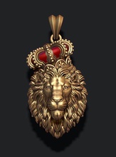 lion pendant crown closed mouth v2 jewellery gold silver jewel nature necklace jewelry enamel roaring lioness wild animal corona royal king luxury prince 3d print model - Mito3D