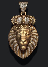 lion pendant diamonds closed mouth crown jewellery gold silver jewel tiger jewelry enamel angry roaring ice iced diamond gem gemstone briliant mammal quiet hollowed pendants 3d print model - Mito3D