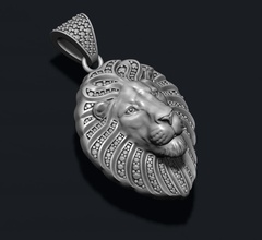 lion pendentif diamants bouche fermée bijoux or d'argent joyau le tigre l'émail de la colère glace glacé diamant gem pierre précieuse briliant les mammifères paix pacifiques calme 3d print model - Mito3D