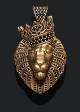 lion pendant diamonds crown jewellery gold silver jewel tiger jewelry angry roaring ice iced diamond gem gemstone briliant mammal pendants wedding 3d print model - Mito3D