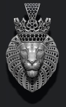leone pendente diamanti corona 3d stampa modello in ciondoli 3dexport gioielleria oro argento gioiello tigre arrabbiato ruggente ghiaccio ghiacciato diamante gemma pietra preziosa brillante mammifero 3d print model - Mito3D