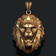 lion pendant poly 3d print model in pendants 3dexport jewellery gold stone silver jewel nature zbrush obj stl 3dm rhino men apparel mesh 14k 585 3d print model - Mito3D