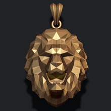 lion pendentif poly 3d impression modèle in pendentifs 3dexport bijoux or calcul argent bijou nature zbrush obj stl 3dm rhinocéros hommes vêtements engrener 14k 585 3d print model - Mito3D