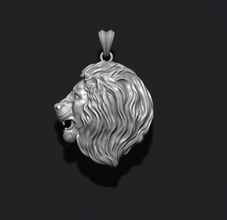 lion pendant jewellery gold silver jewel nature zbrush mesh necklace tiger jewelry enamel angry roaring lioness africa wild animal head 3d print model - Mito3D