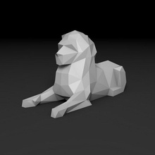 lion poly sculpture lowpoly low-poly lions polygonal art leo preadator 3d print model - Mito3D