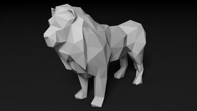 Leone poli leoni lowpoly low poly polygon scultura Leo predatore 3d print model - Mito3D