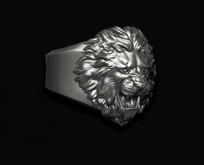 leão anel 3d impressão modelo in argolas 3dexport jóias ouro diamante imprimível prata jóia natureza zbrush joalheria malha tigre bravo rugindo leoa áfrica selvagem tigr animal 3D print model - Mito3D