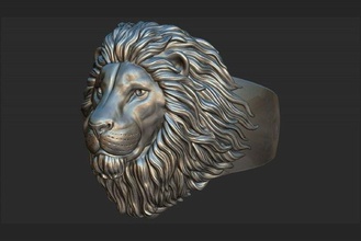 lion ring jewelry silver gold printable jewel fashion nature diamond jewellery male men rings 3d print model - Mito3D
