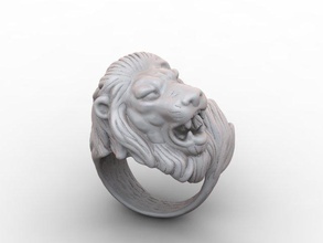 lion ring apparel diamond-ring fashion-and-beauty gold jewel jewellery jewelry men nature obj printable rhino rings silver sterling stl stone zbrush 3d print model - Mito3D