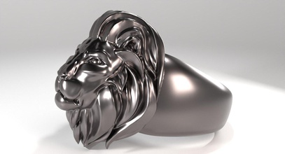 löwe ring 3d drucken modell frei ringe 3dexport bereit realistisch vray juwel skulptur linderung gold golden souvenir 3d print model - Mito3D