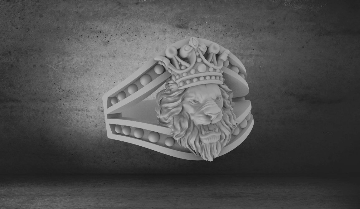 lion ring crown 3d print model in rings 3dexport africa wild tiger predator king panthere pantera pantere jewelry silver amur lioness cat animal panthera korona art 3D print model - Mito3D