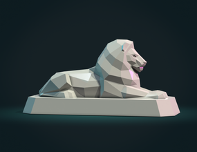 lion sculpture lp outdoor animal statue lowpoly 3d print model - Mito3D