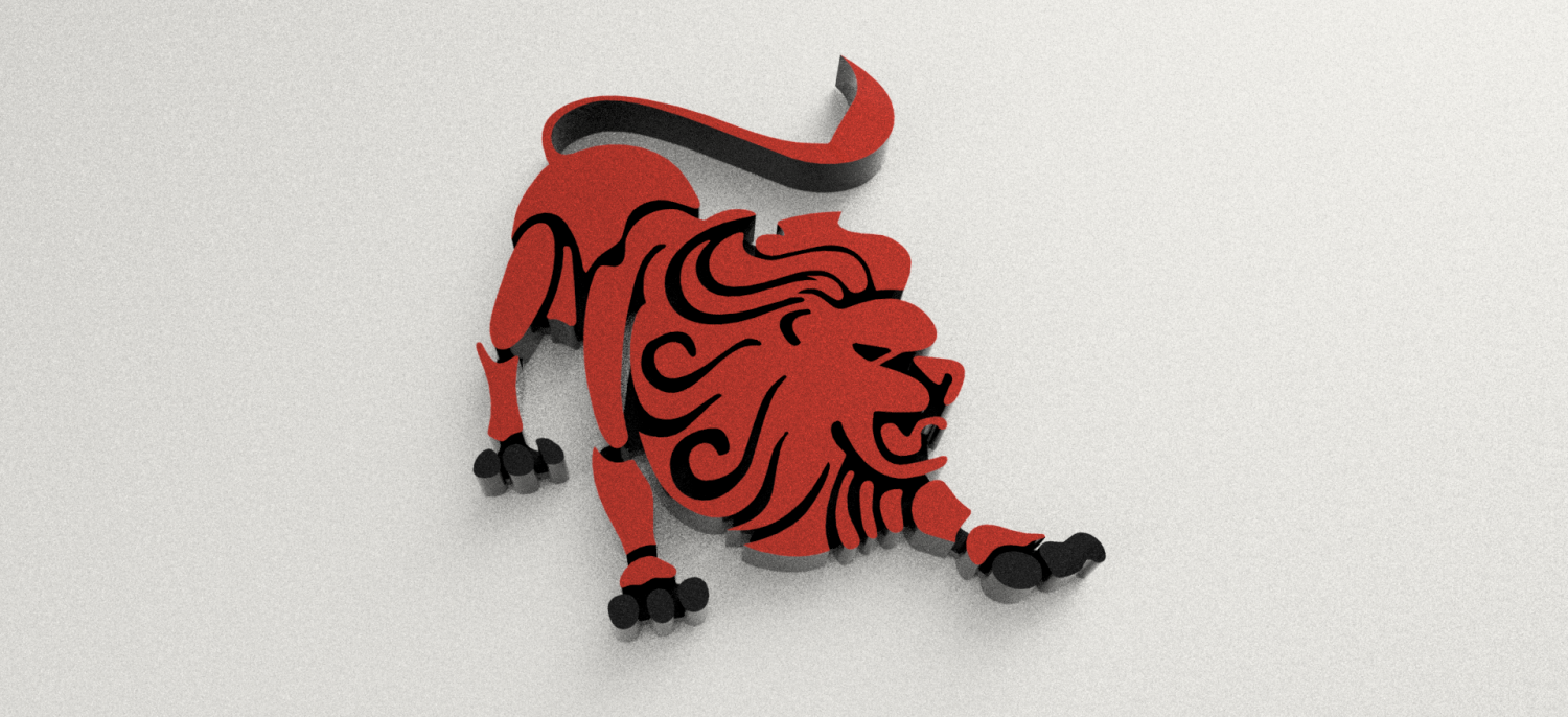 Leone cartello logo portachiavi figurina arte arredamento scrivania segni loghi svg sculture desktop statua interni geometrico design giocattolo Africa savana orgoglio 3D print model - Mito3D