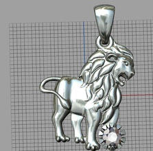 lion zodiac horoscope gem gold jewellery jewelry pendant pendant-necklace pendants zbrush 3d print model - Mito3D