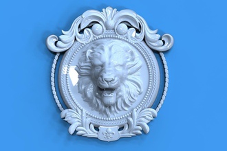 lionrelief león 3dprint art modelo la estatua interi exterior de arquitectura 3d print model - Mito3D