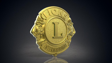 Lions club logo emblème pendentif bijoux argent symbole imprimable art panneaux logos 3d print model - Mito3D
