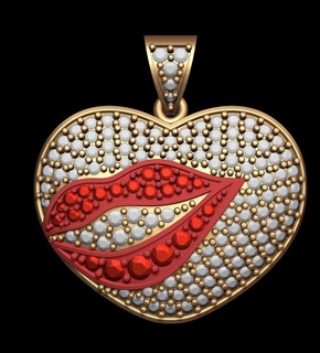lip heart diamond pendant pendants lipheartdiamond antique luxury rapper hiphop jewelry necklace gemstone elegant celebrity style jewellery bling gem urban kiss 3d print model - Mito3D