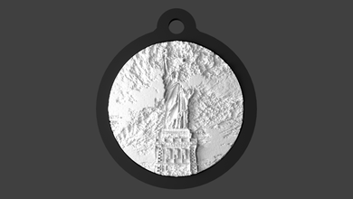lithophan medalla de la estatua libertad gratis lithophane gadget llavero 3d print model - Mito3D