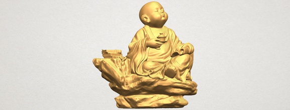 little monk drink tea car chair tree table sofa character game exterior human interior people girl house figurines statue sculpture religion temple buddha avalokitesvara 3d print model - Mito3D