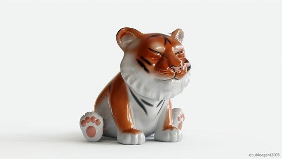 pequeno tigre brinquedo 2 brinquedos fofa estatueta gato cerâmica leão criança gatinha suave Urso pelúcia felino desenho animado Toque baixar escultura animal estátua jogos 3d print model - Mito3D