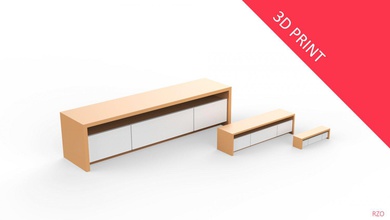 oturma odası 3 farklı boyutlarda raf yaşayan oda boyutları çağdaş mobilya mimarlık 3d baskı boş minimalist Minyatürler iç dekorasyon maketini gösteri 3d print model - Mito3D