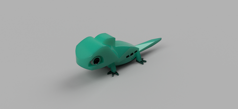 Eidechse Schlüsselbund Plastik Kunst Dekor Spielzeug Schreibtisch kawaii niedlich Salamander Figur poly Skulpturen 3d print model - Mito3D