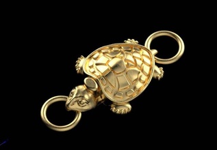 lock turtle gold silver jewelry chain carbine reptile miniatures figurines 3d print model - Mito3D