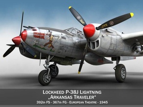 lockheed p38j fulmini Arkansas viaggiatore p 38 combattente aereo aeromobili usaaf aviazione 3d modello single seat esercito militare bombardiere scorta ww2 durante seconda guerra mondiale 3d print model - Mito3D
