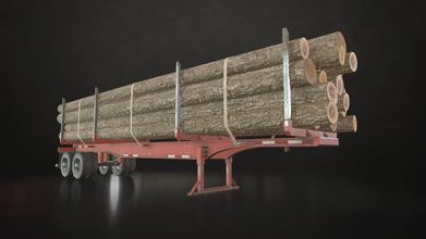 logging trailer - poly 3d model in trailers 3dexport truck semi semitrailer lorry vehicle heavy log tree wood transport haul road industrial lowpoly gameready pbr 40 feet 3d print model - Mito3D