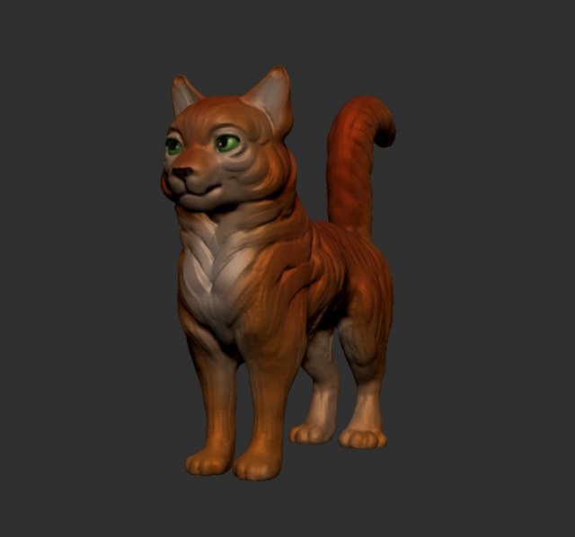 long-haired cat animal art figurine 3D print model - Mito3D