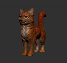 long-haired cat animal art figurine 3d print model - Mito3D