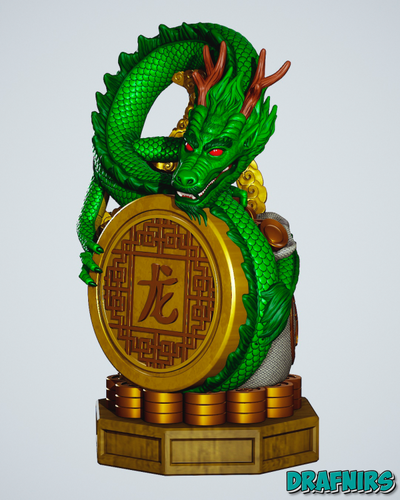 longo fortuna dragão 3d impressão modelo in escultura 3dexport 3dprint stl decoração nórdico miniatura fracasso chinês 3d print model - Mito3D