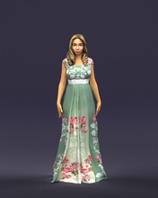 long dress woman 0397 3d print ready model in 3dexport scan polygon 3dprint human male realistic posed character people miniatures man child style success outfit fashion 3d print model - Mito3D