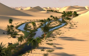 longue oasis mixeur 3d désert sable paume route chemin Contexte environnement extérieur sol paysage nature arbre Roche scène terrain 3d print model - Mito3D