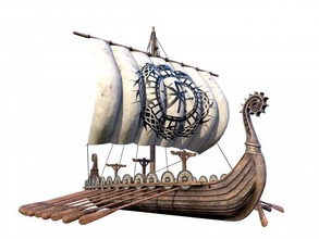 vikingo Embarcacion drakkar vela barco antiguo torre vikingos juego pbr paletas buque proteger barril madera medieval vehículo 3d print model - Mito3D