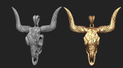 longhorn kafatası kolye 3d yazdır model in 3dexport mücevher mücevherler zbrush cnc 3dprintable 3dprint uzun kafa kafalı inek hayvan yazdırılabilir cowskull baş kafası yüzük 3dmodel 3d print model - Mito3D