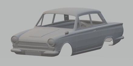 lotus cortina 1963 imprimable corps voiture 3d impression modèle in automobile 3dexport 1 32 24 fente scalextric tamiya rc 3d print model - Mito3D