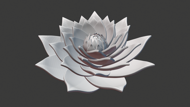 lotus spirale giglio di acqua lily fiore a twisted frattale astratto astrazione la fioritura bloom matematica stampabile stampa infinito pianta arredamento decorazione scultura simmetria 3d print model - Mito3D