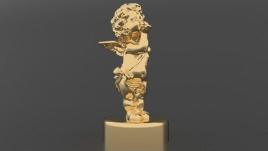 love angel 3d model in fantasy 3dexport sculpture figurine statue golden gold cherub wing passion amour lover dear loved child kid baby arrow valentine 3d print model - Mito3D