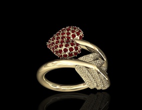 el amor de flecha en forma anillo 3d imprimible stl los anillos oro la plata sterling platino cupido corazón las mujeres a niñas moda gem piedras preciosas cuarzos 3d print model - Mito3D