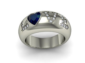 amor anel diamante ouro platina jóias 3d print model - Mito3D