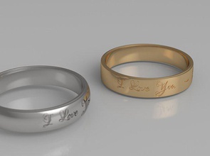 love you ring gold rings wife print3d jewelery fiancaille 3d print model - Mito3D
