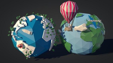 low-poly-earth pack 3d model in bomber 3dexport earth planet poly polygons sky 3d print model - Mito3D