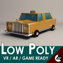 low-poly cartoon taxi cab poly car free vehicle machine macchina 3ds max cinema c4d game virtual reality augmented blender 3d print model - Mito3D