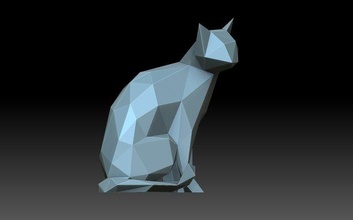 low poly gatto 3d stampa modello in figurine 3dexport gatti gattino animali lowpoly poligonale arte 3d print model - Mito3D