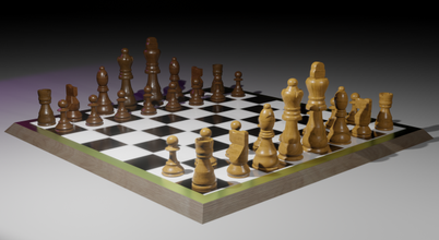 low-poly complete chess set free 3d model in board games 3dexport blender sports chessboard king queen rook knight horce pawn piece table bishop wood mate check lowpoly 3d print model - Mito3D