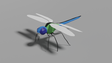 low poly yusufçuk 3d model in haşarat 3dexport düşük poli hayvan böcek vahşi doğa 3d print model - Mito3D
