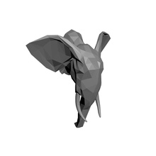 low-poly-Modell Elefant lowpoly low-poly wolf Papier Handwerk papercraft pepakura Tier Karton folding Kopf trophy Wand Innenraum drucken Dekor Dekoration Skulptur desig elepha 3d print model - Mito3D