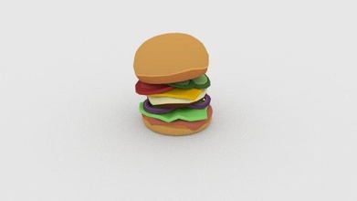 low poly humburher 3d modelo in carne 3dexport comida hamburguesa rápida lowpoly 3d print model - Mito3D